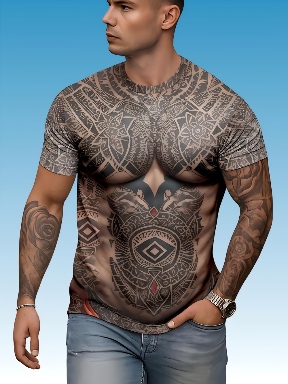 Muscle Tee Workout - Role-playing Fake Muscle 3D Print Sport