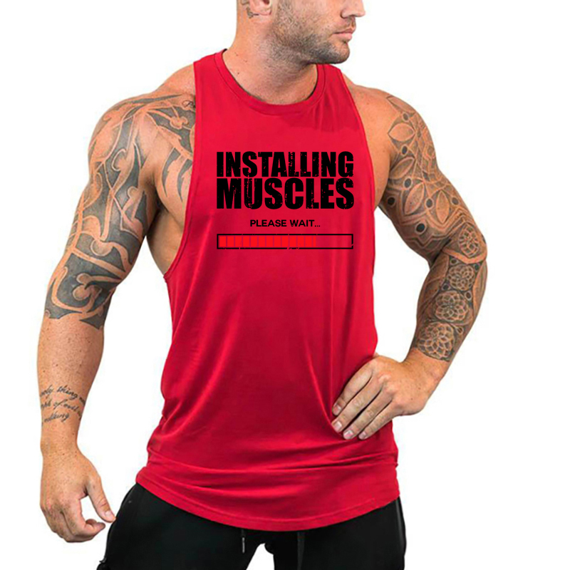 Muscle Tee Workout - Installing Muscles Please Wait Print Vest