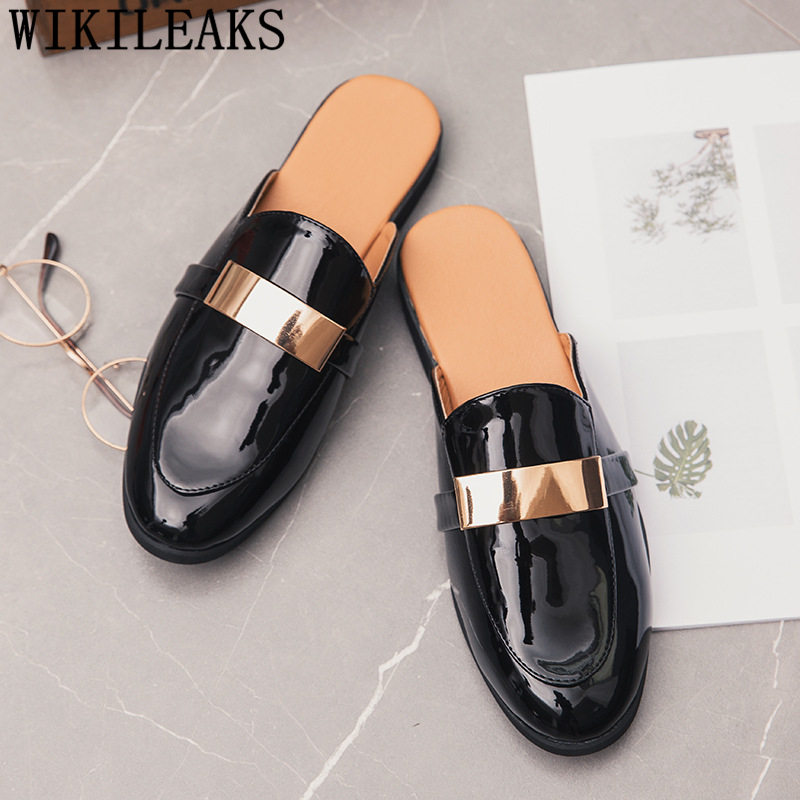 Mens Fashion Zapatos - Black Half Shoes For Men Patent
