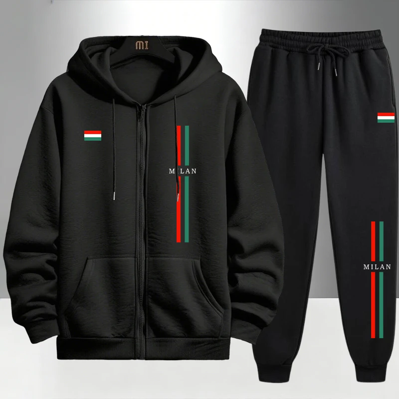 Jogger Sweatpants Men - 2026 Italy Printed Men's Set Zipper