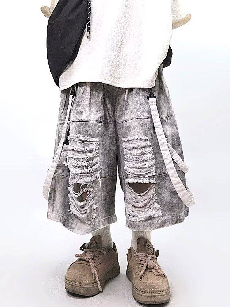 Men'S Fashion Jeans - Retro Hip-hop Men's Ripped Jeans Summer