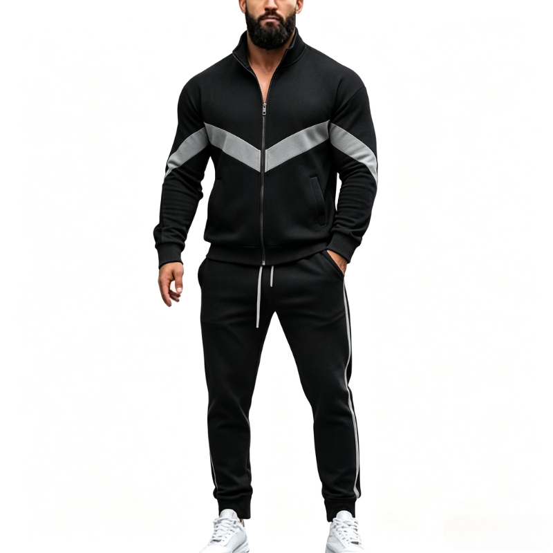 Jogger Sweatpants Men - Autumn Patchwork Tracksuit Men 2 Piece
