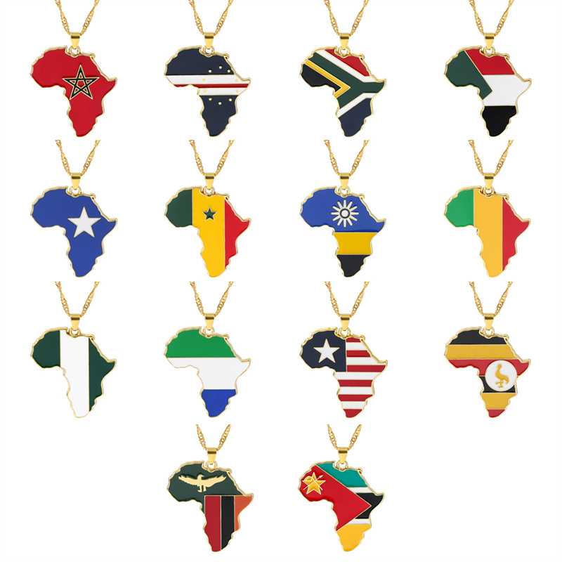 Men Fashion Uganda - Hip Hop Creative Country Map Pendant