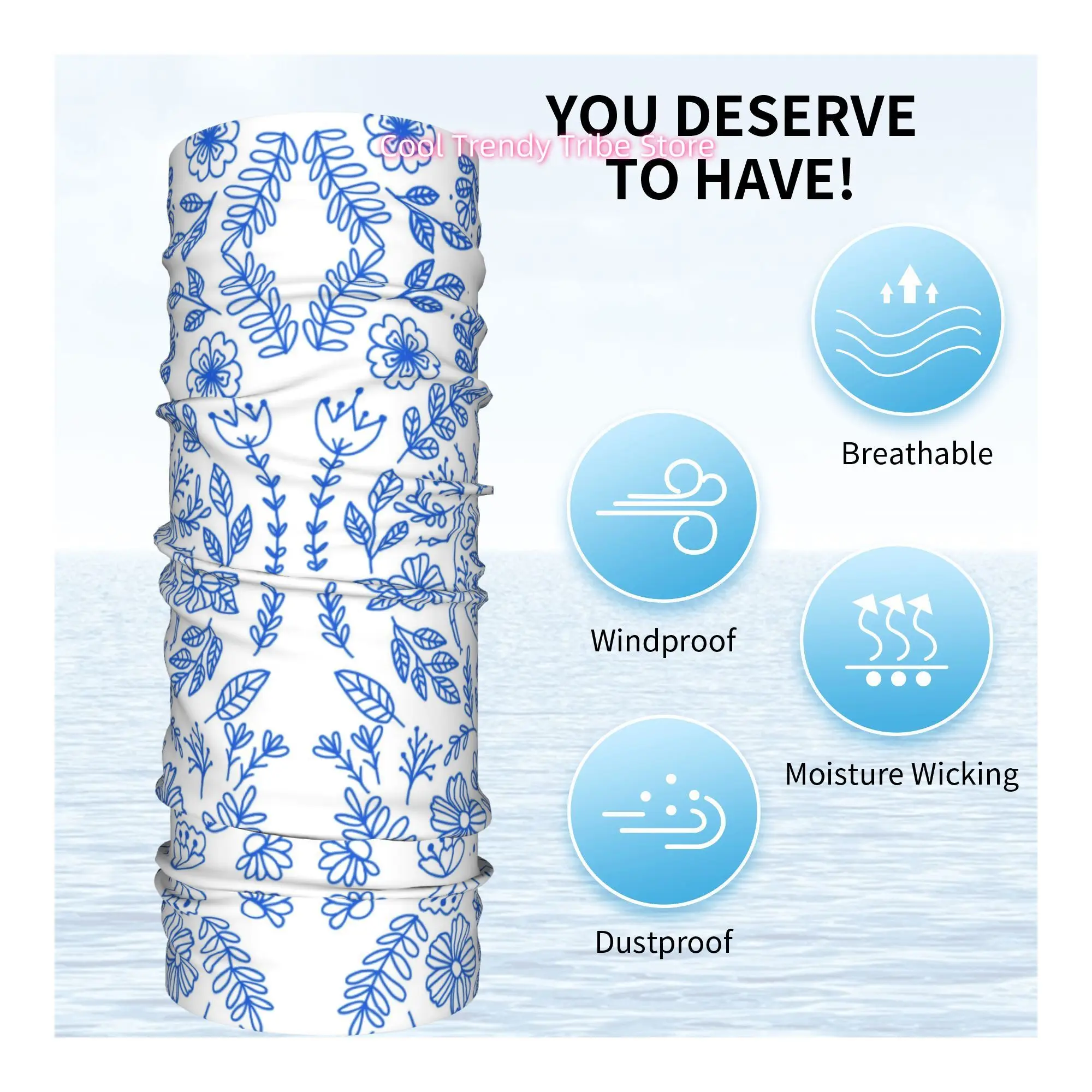 Blue Line Retro Scarab Flower  - Men'S Fashion Head Scarf recension och pris