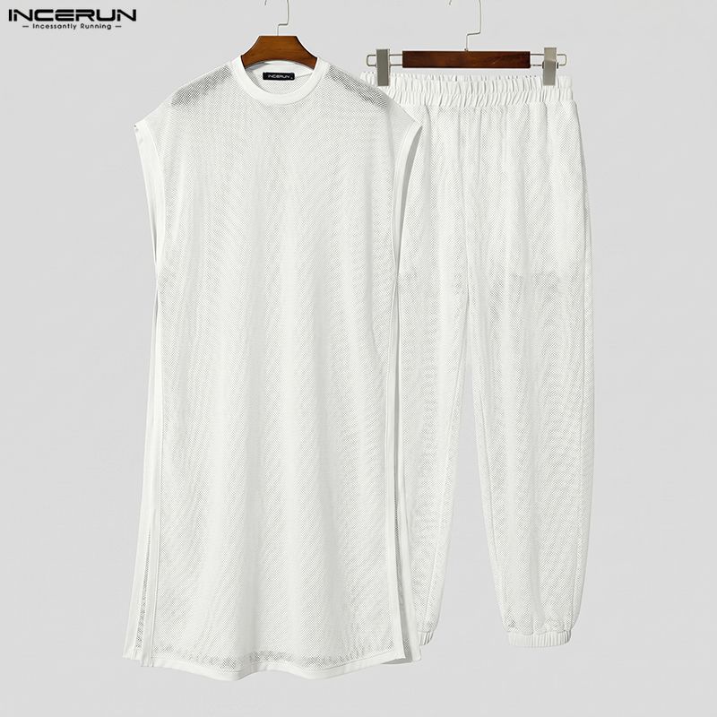 INCERUN Men Sets Mesh See Thro - Mens Fashion Vest recension och pris