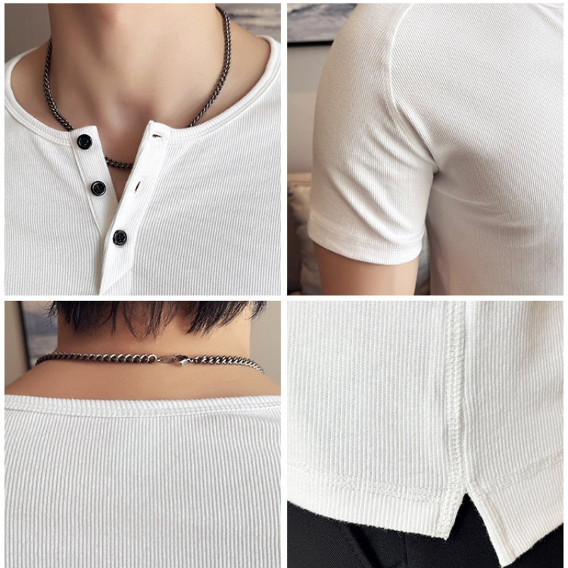 Men's Slim Fit Henley T-Shirt  - Muscle Tee Workout recension och pris