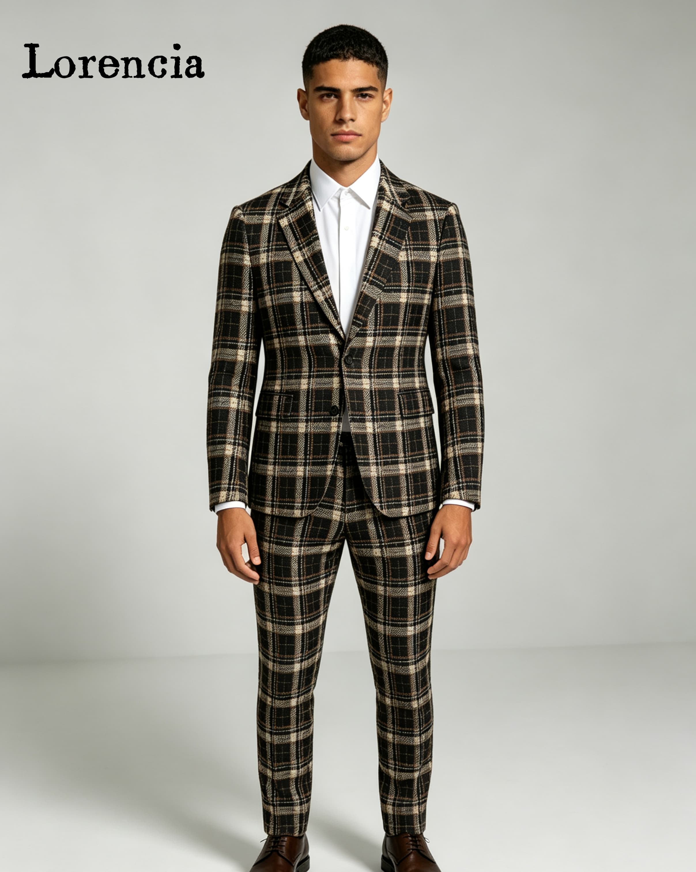 Fashion Plaid Men Suits Notch  - Mens Fashion Trajes recension och pris
