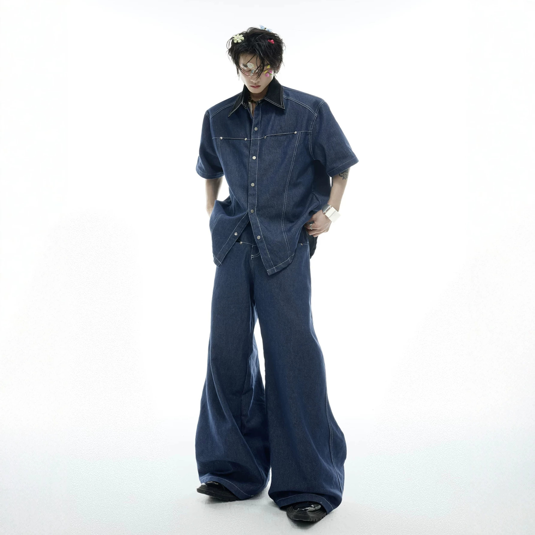 Summer Men's Denim Matching Se - Men'S Fashion Jeans recension och pris