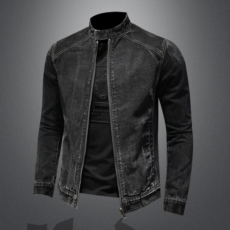 Men Vintage Stand Collar Pilot - Mens Fashion Denim Jacket recension och pris