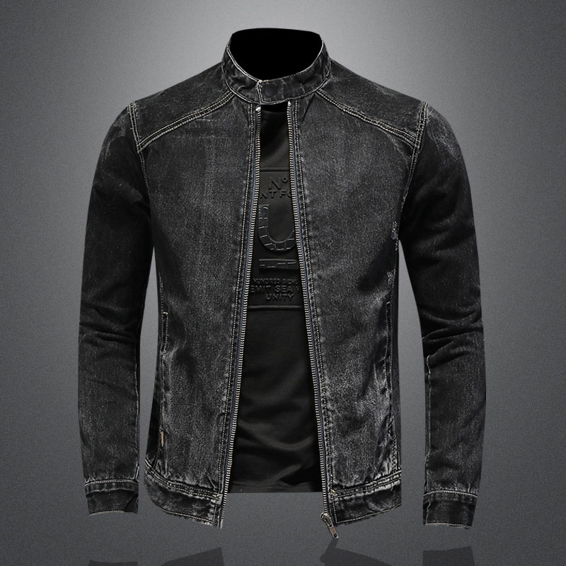 Men Vintage Stand Collar Pilot - Mens Fashion Denim Jacket recension och pris