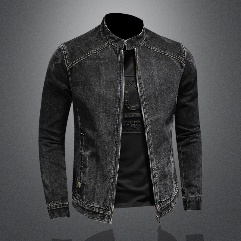 Men Vintage Stand Collar Pilot - Mens Fashion Denim Jacket recension och pris