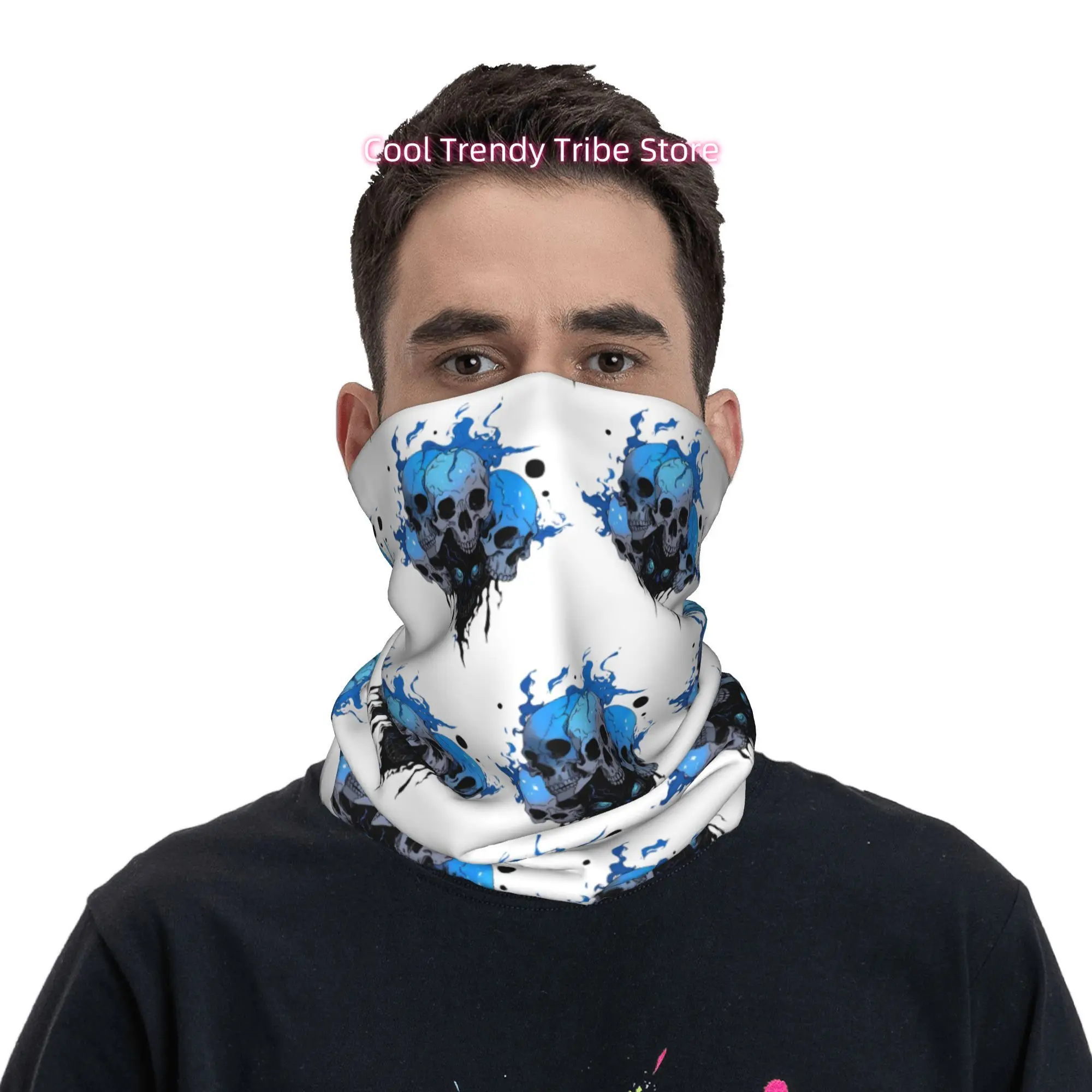 Stacked Blue Flame Skulls Nove - Men'S Fashion Head Scarf recension och pris