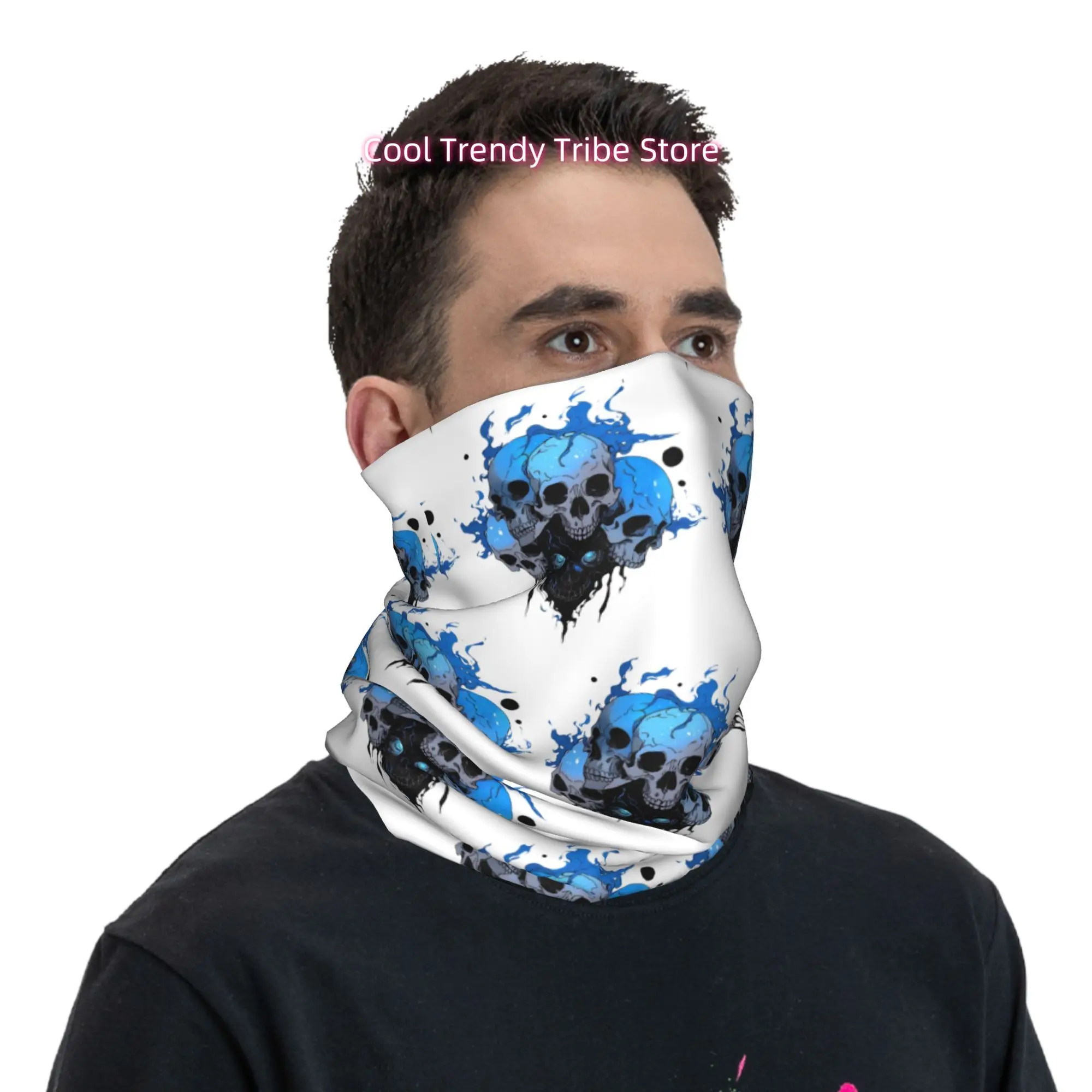 Stacked Blue Flame Skulls Nove - Men'S Fashion Head Scarf recension och pris