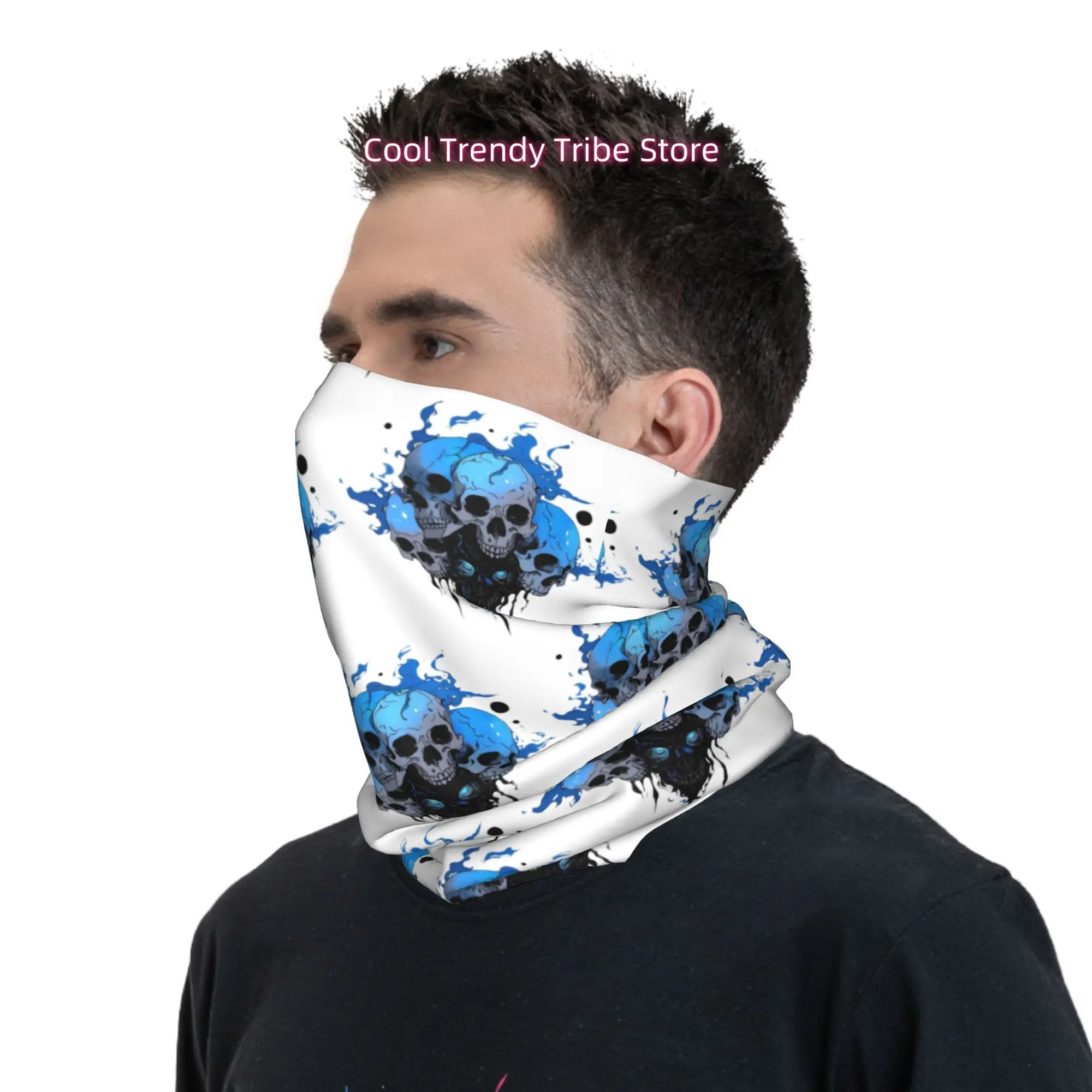 Stacked Blue Flame Skulls Nove - Men'S Fashion Head Scarf recension och pris