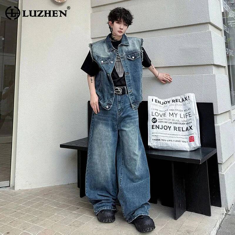 LUZHEN 2026 Summer Denim Two-p - Men'S Fashion Jeans recension och pris