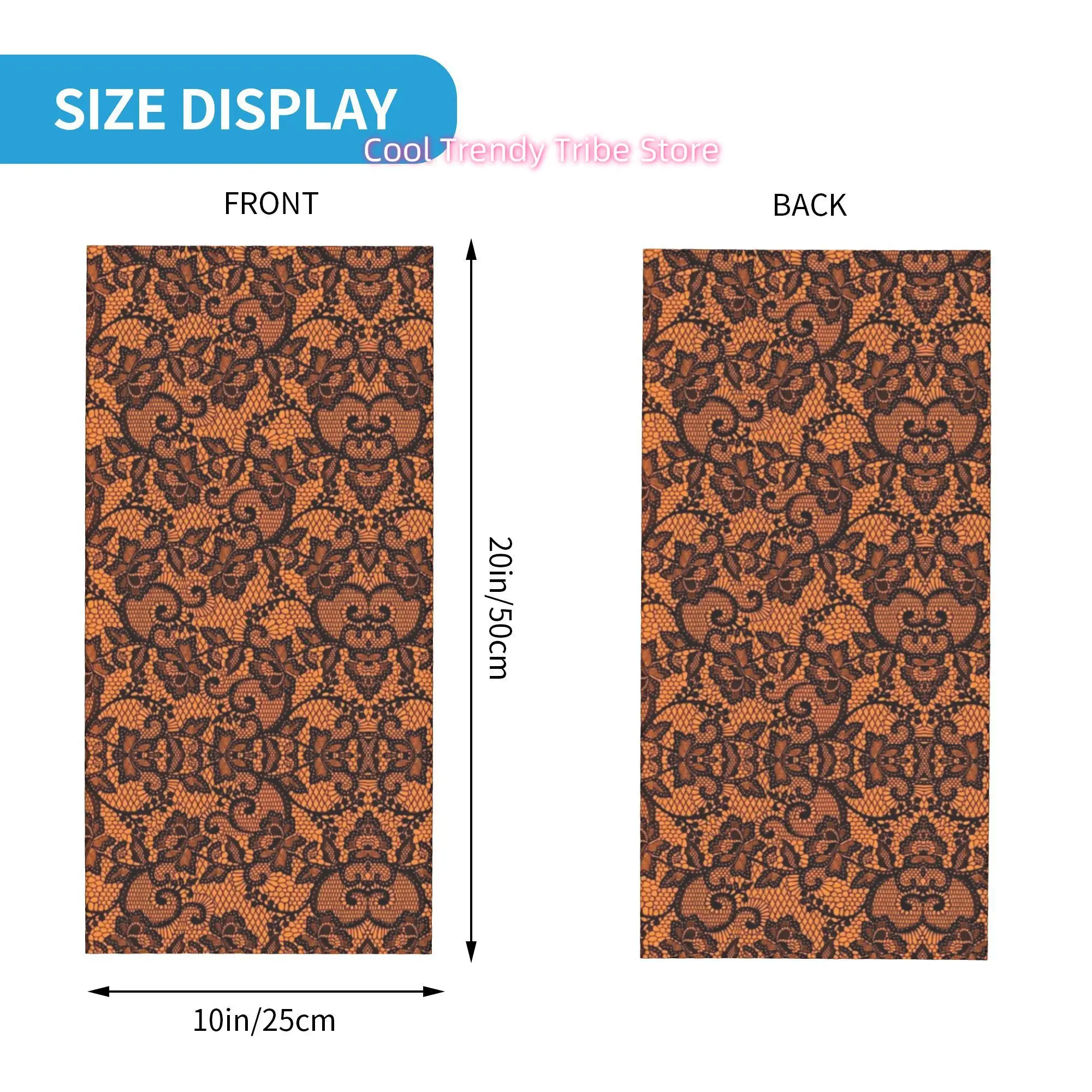 Orange Black Lace Floral Gothi - Men'S Fashion Head Scarf recension och pris
