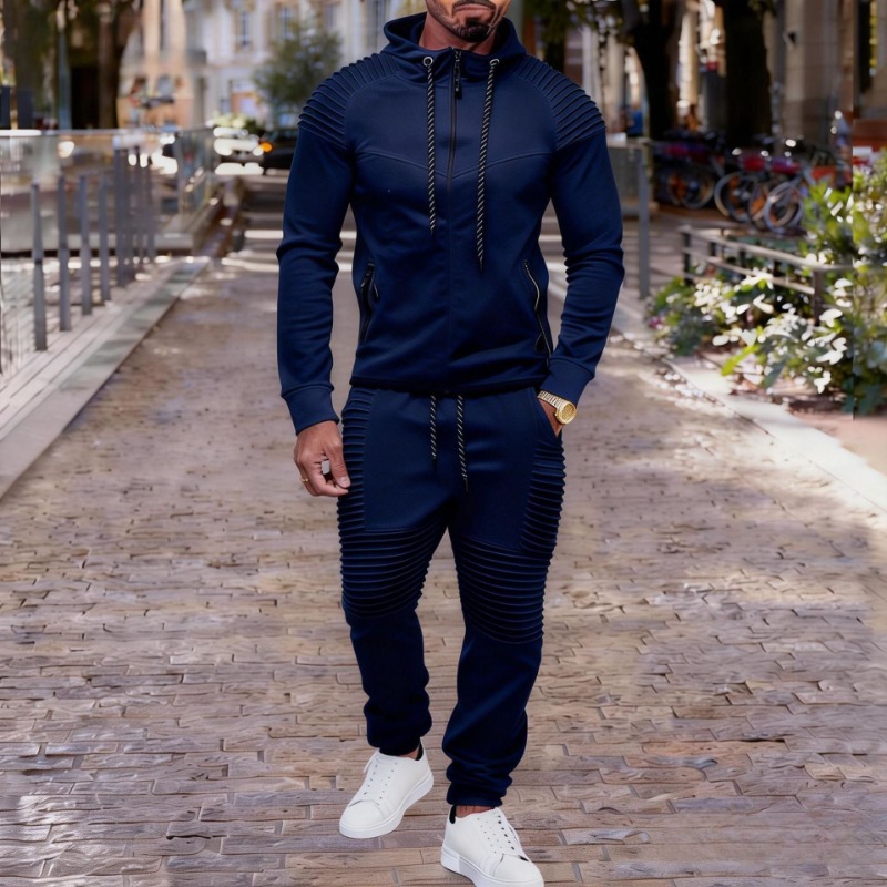 Men's Pleated Detail Full Zip  - Jogger Sweatpants Men recension och pris