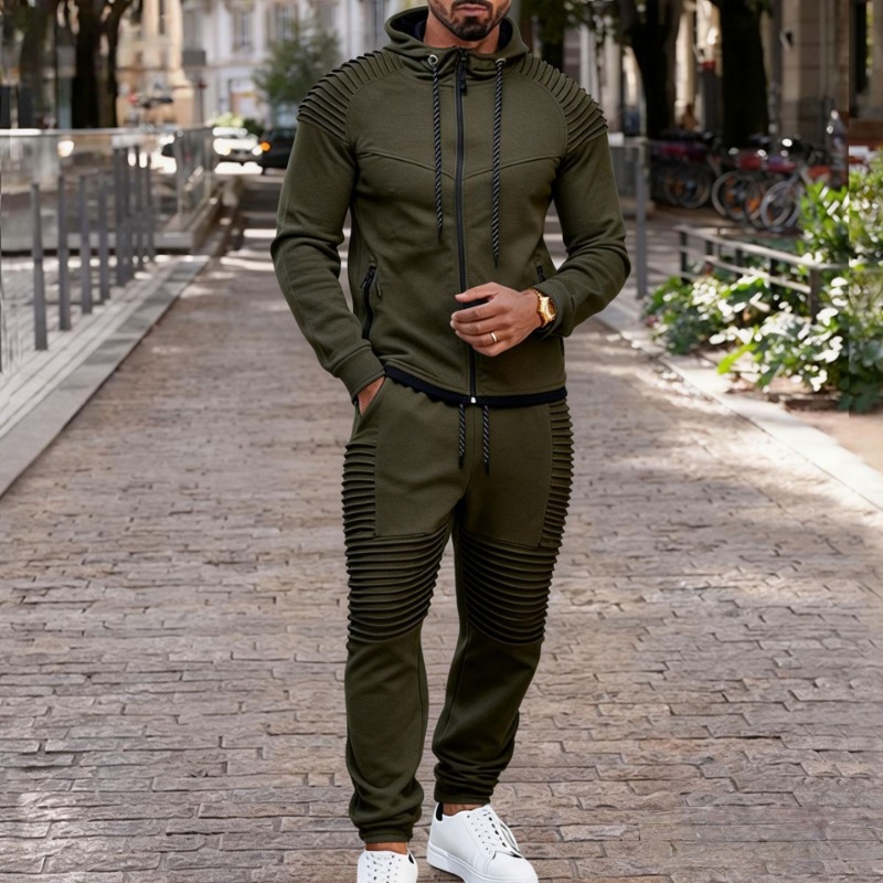 Men's Pleated Detail Full Zip  - Jogger Sweatpants Men recension och pris